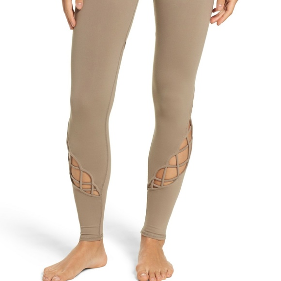ALO Tan Leggings with Lattice Detail - Picture 4 of 10